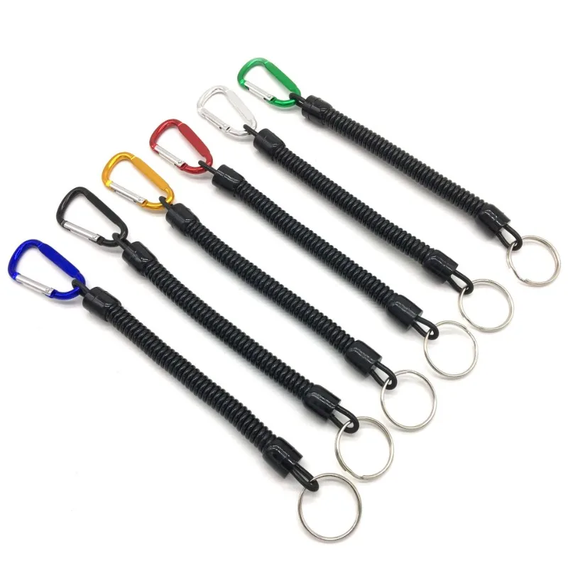 

Fishing Lanyards Retractable Coiled Tether with Carabiner TPU Boating Fishing Rope Retention Rope Fishing Tools Tackle