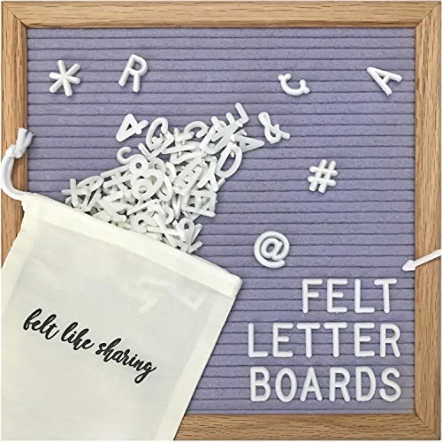 

Felt Letter Board, 10x10in Changeable Letter Board with Letters White 300 Piece - Felt Message Board, Oak Frame Wooden Letter B