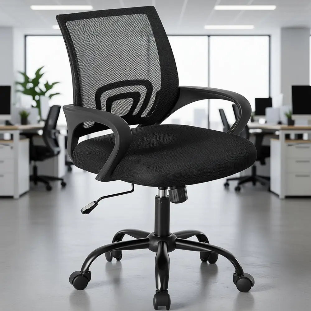 

Ergonomic Desk Chair with Lumbar Support, Rocking, Height Adjustable, Fixed Armrest, Storage Back, Suitable for Computer, Gaming