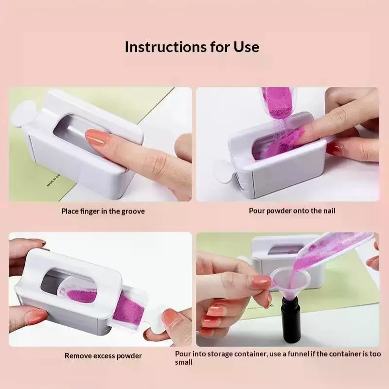 French Portable Recovery Box For Nail Glitter Powder Container Recycling Dipping Powder Dust Tray Nail Art Caviar Sequin Storag - view 5