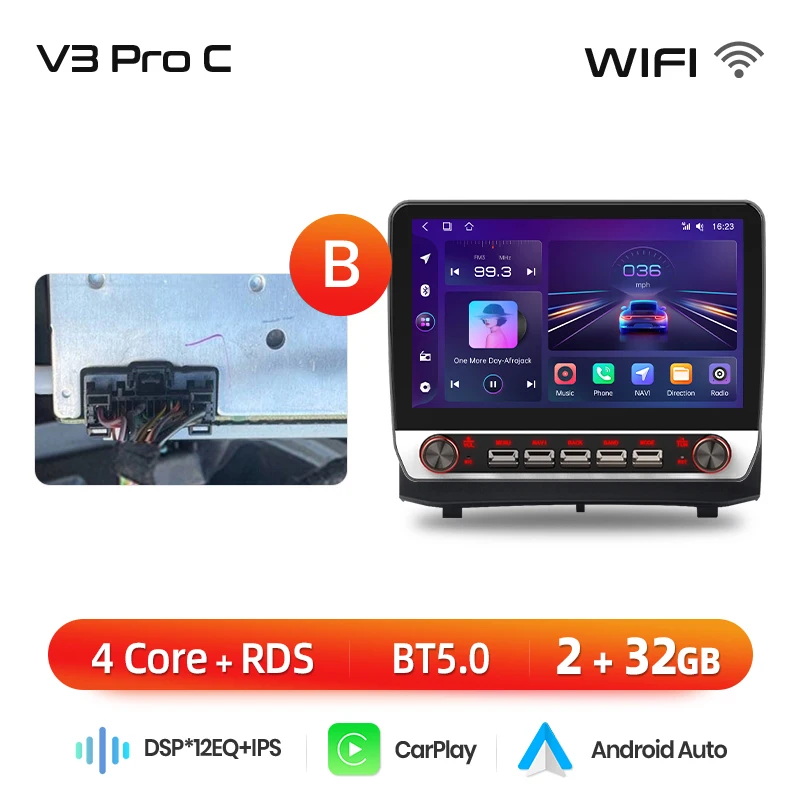 Junsun 13.1″ QLED Draadloze CarPlay Android Auto Autoradio Voor Ford Fiesta Mk7 2009-2017 Intelligente Systemen DSP SWC RDS GPS FM