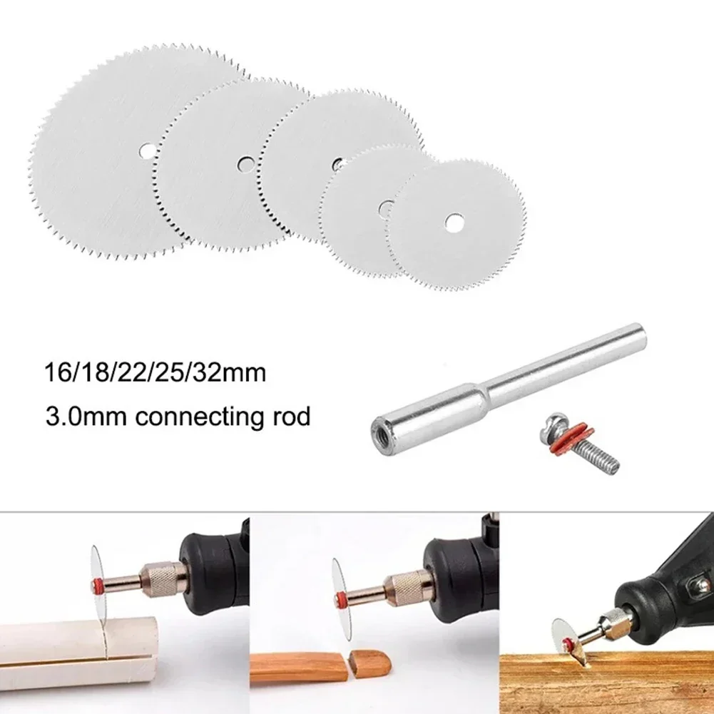 5Pcs Stainless Steel Slice Metal Cutting Disc With 1pc Mandrel For Dremel Rotary Tools 16 18 22 25 32mm Cutting Disc Hand Tool