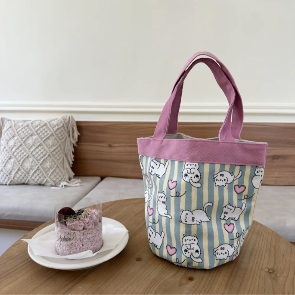 Funny Flocking Cute Cartoon Handbag Lovely Printing Gift Tote Bag Lunch Bag