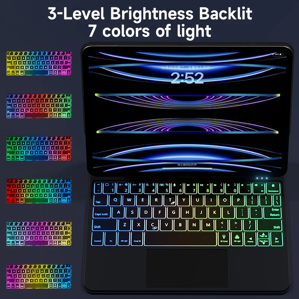 Imagem -05 - Backlight Teclado Mágico para Ipad Pro 11 12.9 3ª 6th Capa Capa Ipad Air Air Teclado Teclado sem Fio para Ipad 10th