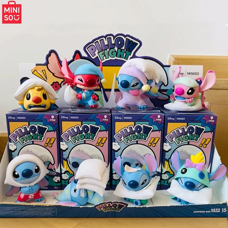 Miniso Disney Stitch Pillow Fight Series Blind Box Trendy Play Cute Stitch Doll Figur Schreibtisch Dekor Ornament Geburtstagsgeschenk