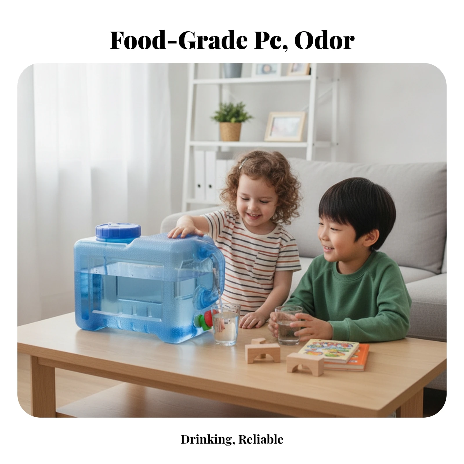 Large Opening Rectangular Water Container Water Container with Scale Top Handle Storage Gear Screw Cap for Camping, Outdoor Use view 5