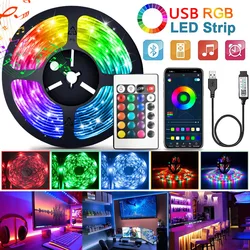 LED TV USB 스트립 조명, RGB 유연한 램프 테이프, 3535 다이오드, USB 케이블, 블루투스 제어, DC 5V, 데스크 스크린, TV 배경 조명