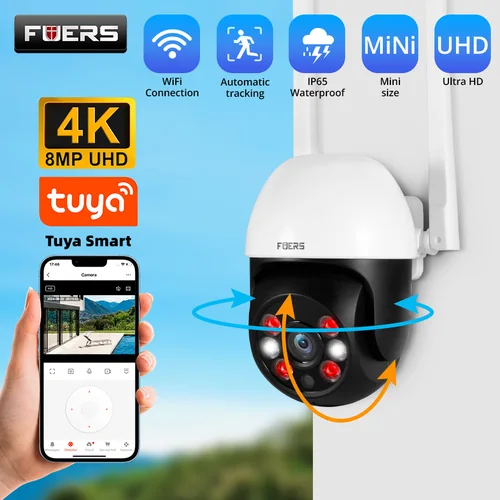 Fuers 8MP 4K cámara IP Tuya inteligente al aire libre seguridad del hogar seguimiento automático AI cámara de detección humana WIFI cámara de vigilancia CCTV