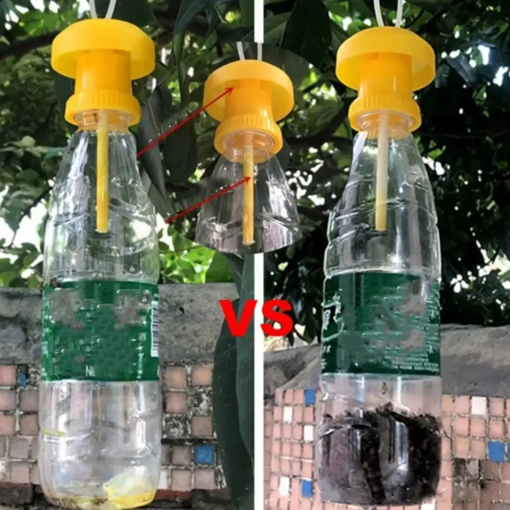 

10 шт., высокоэффективная пластиковая ловушка для фруктовых мух, практичная подвесная ловушка для мух, желтая приманка, ловушка для мух для дома, фермы, сада