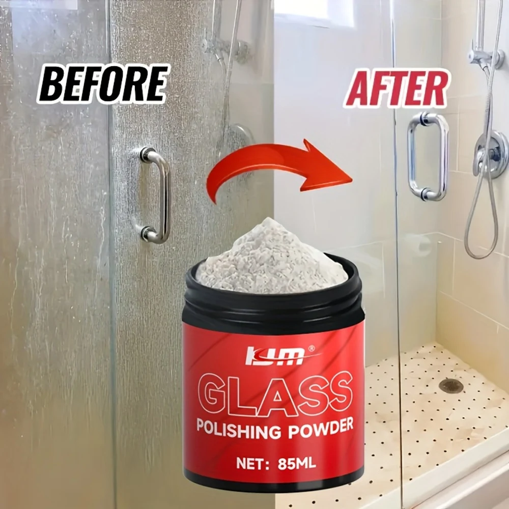 85ml KJM Professional Glass Polishing Powder - Fast-Acting Scratch Remover & Restorer for Car, Bathroom, RV, Mirror Surfaces - C