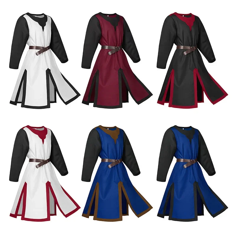 Medieval Crusader Surcoat Men's Hoodies Templar Knight Jumpsuit Anime Cosplay Robes Pirates Clothing Halloween Costume