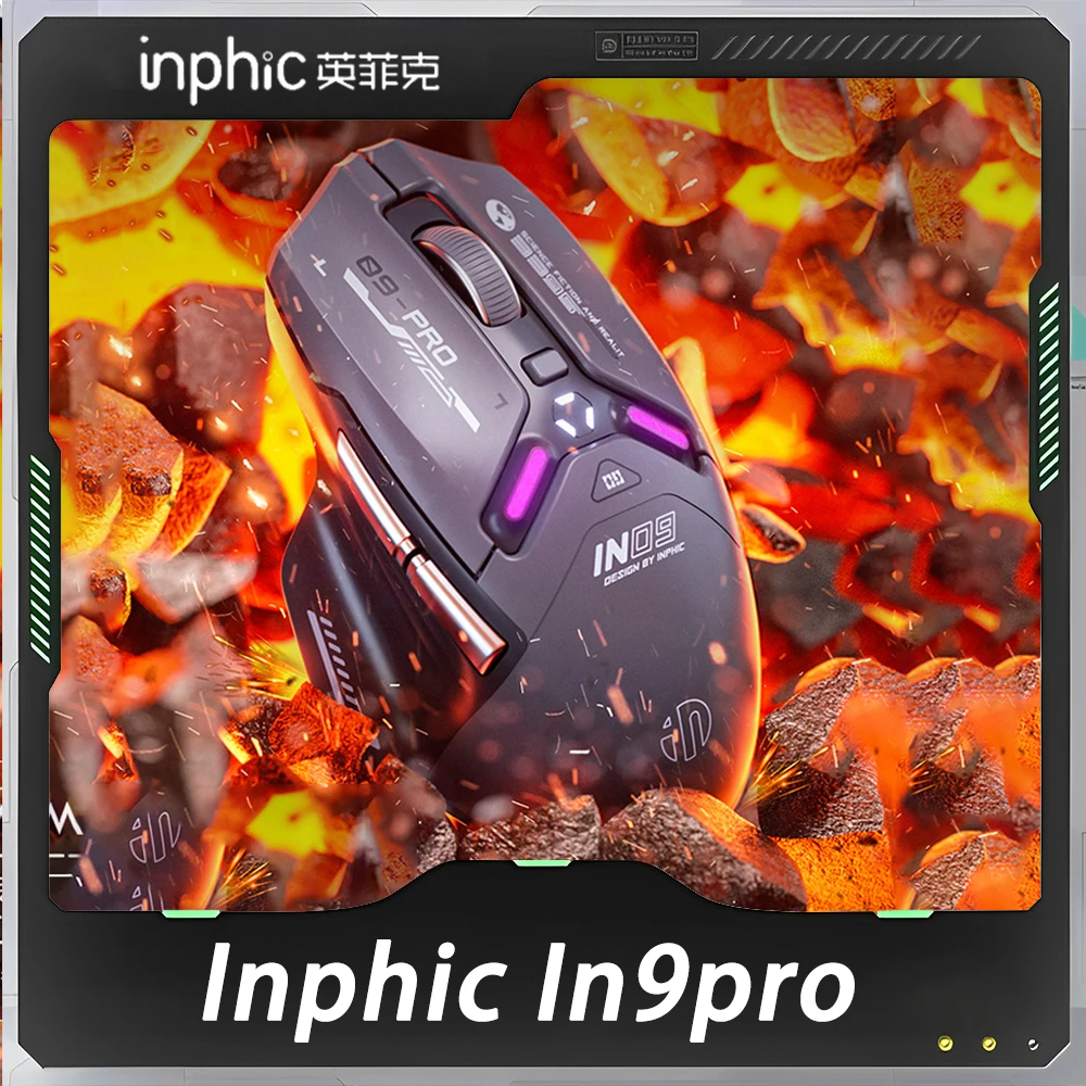 

Inphic In9pro Mouse Three Mode Wireless Mouse 8K Low Latency PAW3395 Sensor RGB 500mAh Gaming Mouse Ergonomic Pc Gamer Accessory