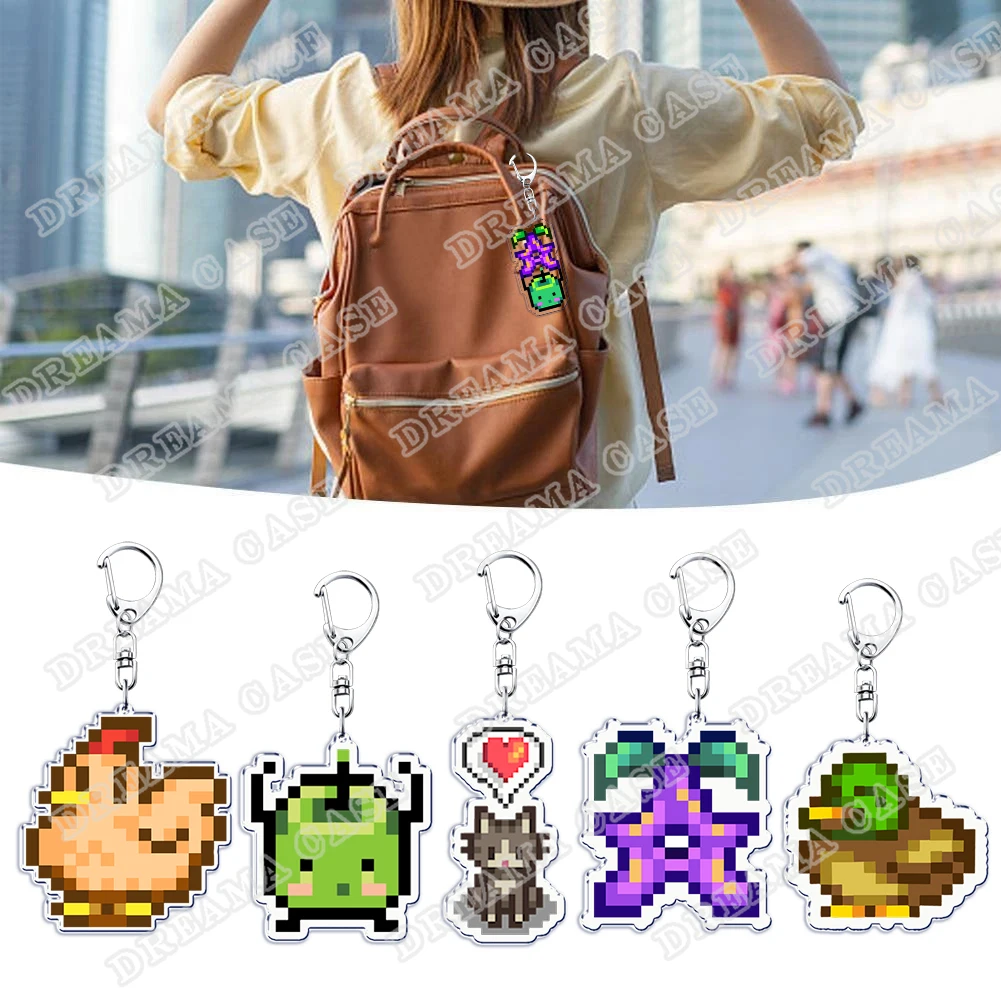 لعبة Stardew لطيف Sdv سلاسل المفاتيح للملحقات حقيبة القط الكلب الدجاج بكسل مزرعة سحر Keyrings مجوهرات أصدقاء الألعاب الهدايا