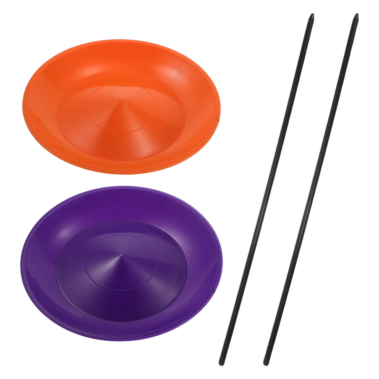 2Sets Circus Juggling Plates Set Rotating Plastic Discs with Hand Sticks for Spinning Tricks Balance Training Sensory Learning