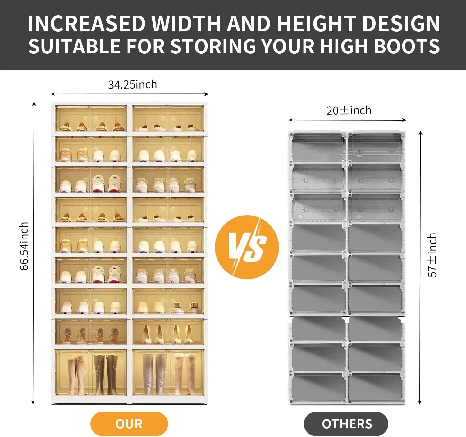 9-Tier Foldable Shoe Rack Organizer for Closet 36Pairs Plastic Shoe Shelf Collapsible Shoes Storage Box Clear Shoe