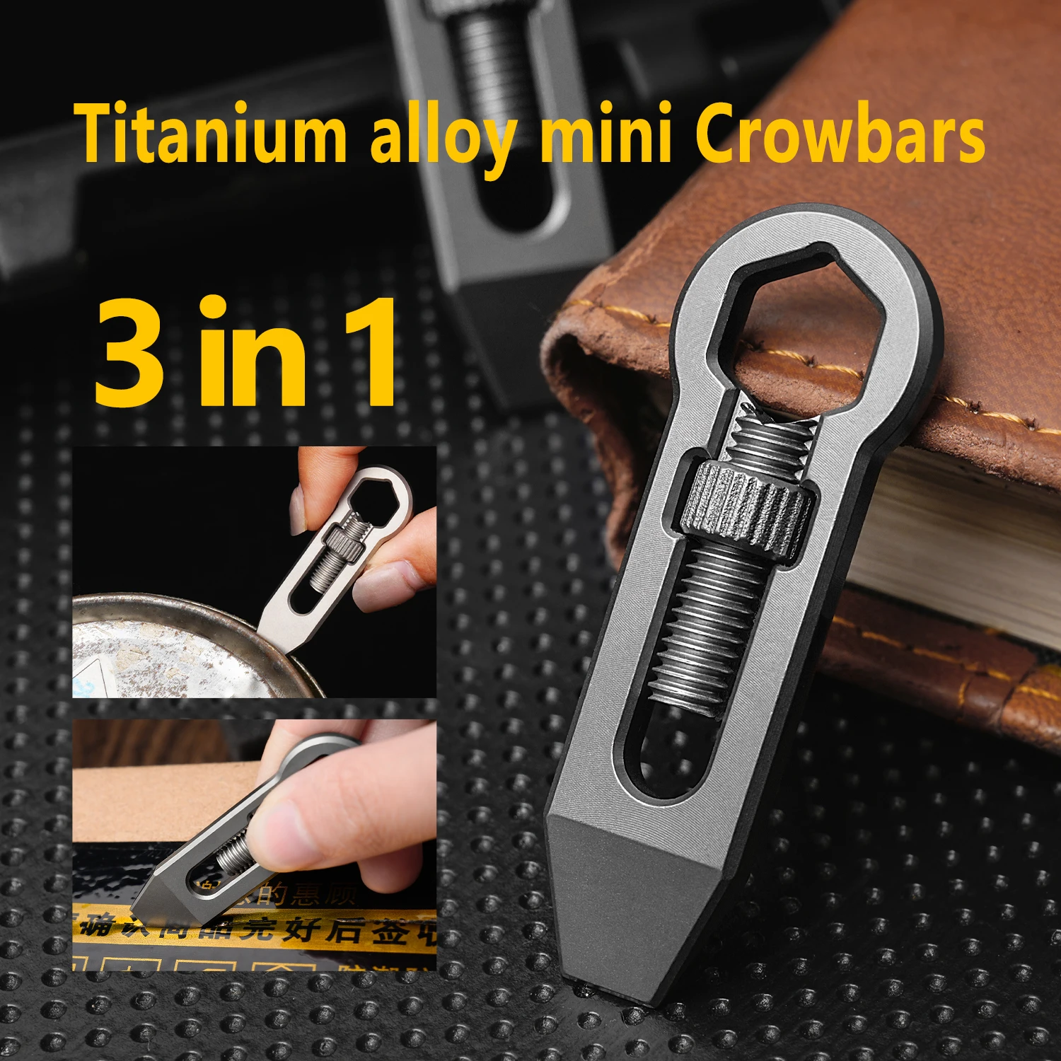 Titanium Alloy Crowbars Tool multifunctional Portable Mini Screwdriver EDC Self-defense Pry Bar Gray NEW