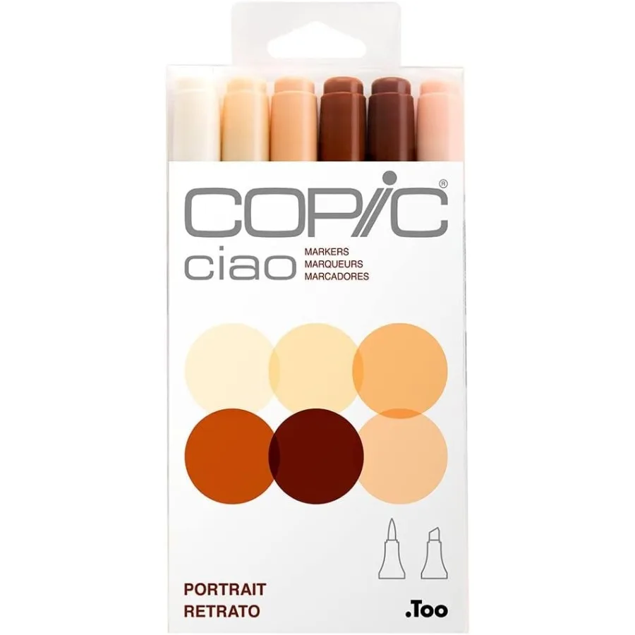 Copic Ciao Alcohol Markers 6 Colors Dual Brush Tip Art Marker for Adults/Teen Artists Creators Permanent Blendable Sketch Marke