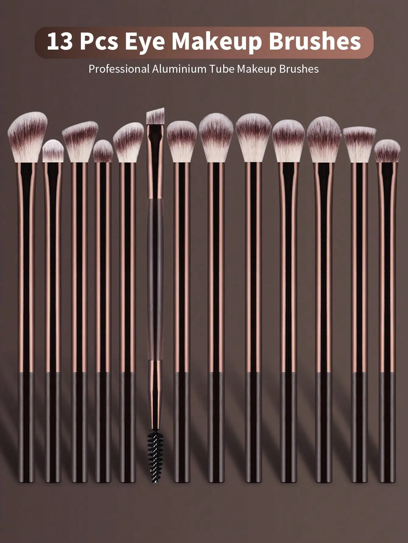 13pcs/Set Professional Soft Long Handle Aluminum Makeup Brush Set (Including Eyelash Brush, Eyeshadow Brush, Eyebrow Brush, Blending Brush, Lip Brush, Highlighter Brush, Concealer Brush)