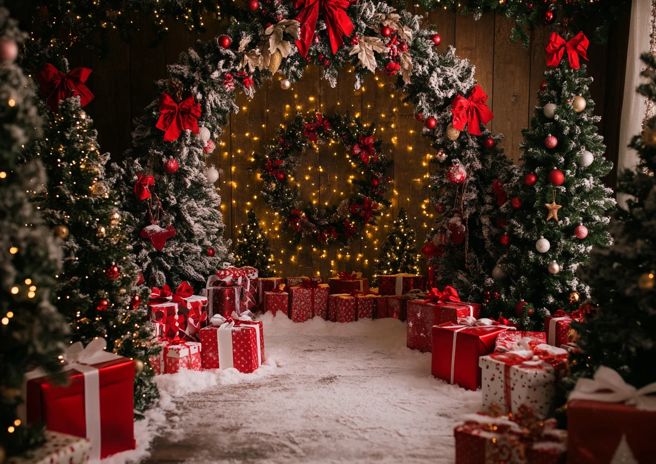 겨울 크리스마스 사진 배경 크리스마스 트리 엘크 눈송이 크리스마스 선물 실내 장식 배너 어린이 초상화 배경