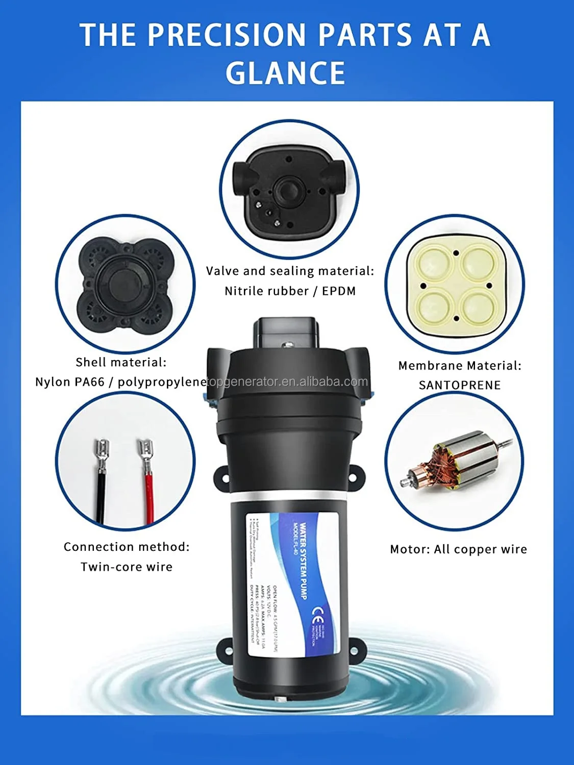 12V DC Automatic RV Water Pump Garden High Lift Yacht Cruise Self-Priming Diaphragm Small Water Supply