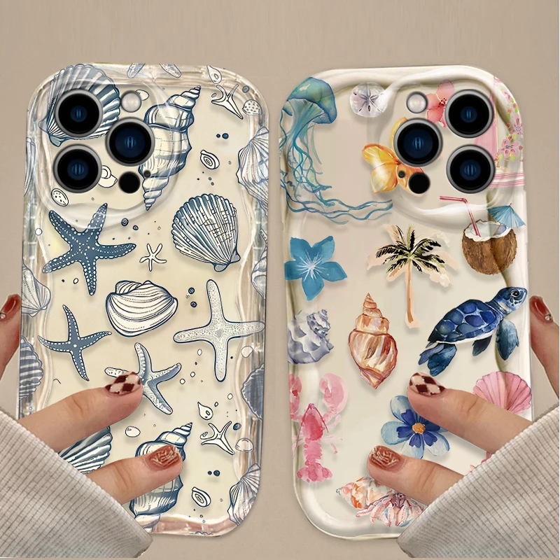 Phone Case For iPhone 16 16E 15 14 13 12 11 Pro Max X XS X S Max XR SE 2020 SE4 7 8 Colorful Marine Organism Soft Silicone Cover view 2