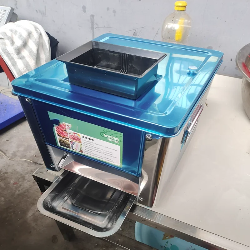 Household Fresh Meat Cube Cutter Machine Knife Butcher Meat Bowl Band   Saw Chopper Slicer Cutting Machine for Restaurant Motor