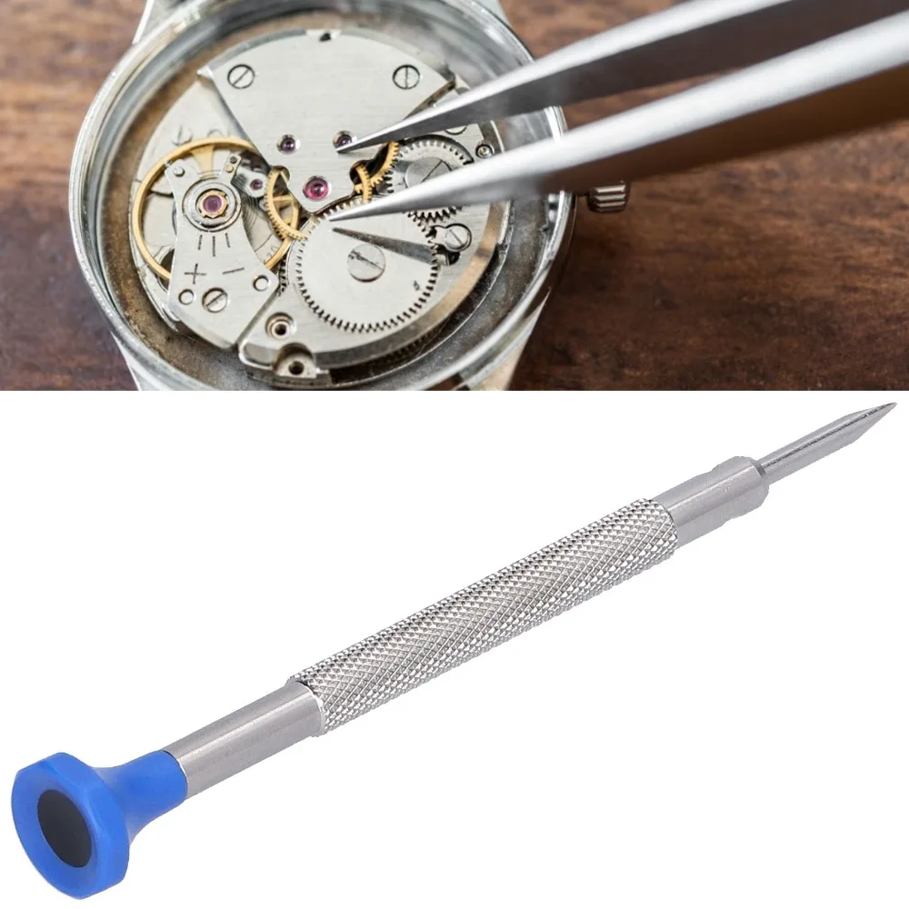 Portable Stainless Steel Slot Screwdriver Anti Slip Knurled Handle One Word Watch Screwdriver Watch Repair Tool Watch Repairing