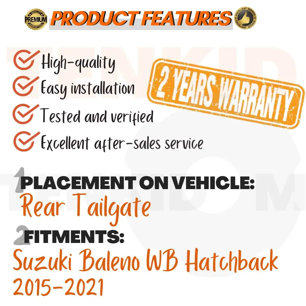 Lift Supports for Suzuki Baleno (WB1) 5-Door Hatchback 2015-2021 Tailgate Dampers Shocks Springs Arm Props Shocks