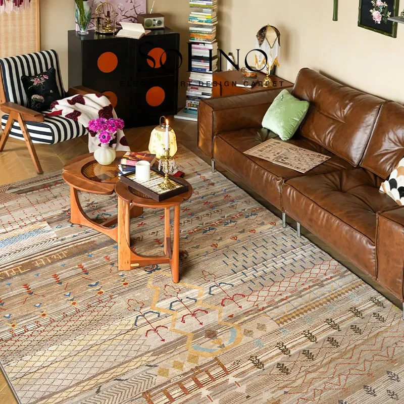 Retro ethnic style machine washable living room bedroom bedside carpet