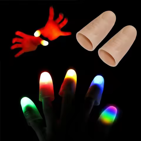 1/2/4pair Thumb Tip Finger Fake Magic Trick Funny Flashing Fingers Funny Prank Party Magician Accessories LED Glow Festival Gift