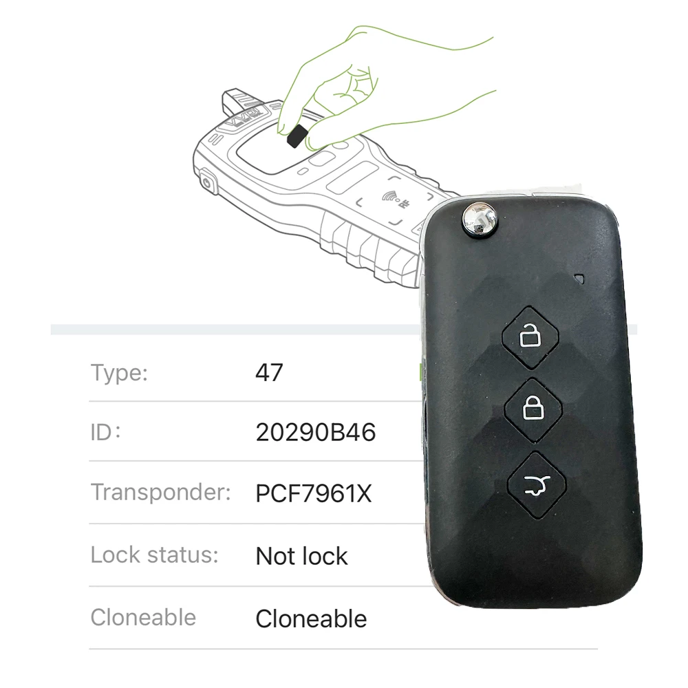 Clé de télécommande originale 434MHZ pour Chevrolet Aveo Captiva 2024 avec 47 puces