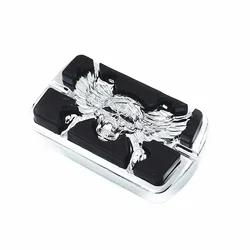 Chrome Skull Wing Large Brake Pedal Pad For Harley Softail Electra Glide Cruiser