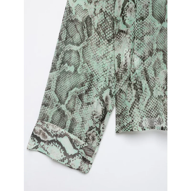 2026 Herbst Damenbluse Langarm Tierdruck Knopfhemd Schleifendekoration Elegante Alltagsmode Blusen für Frauen – Detail 11