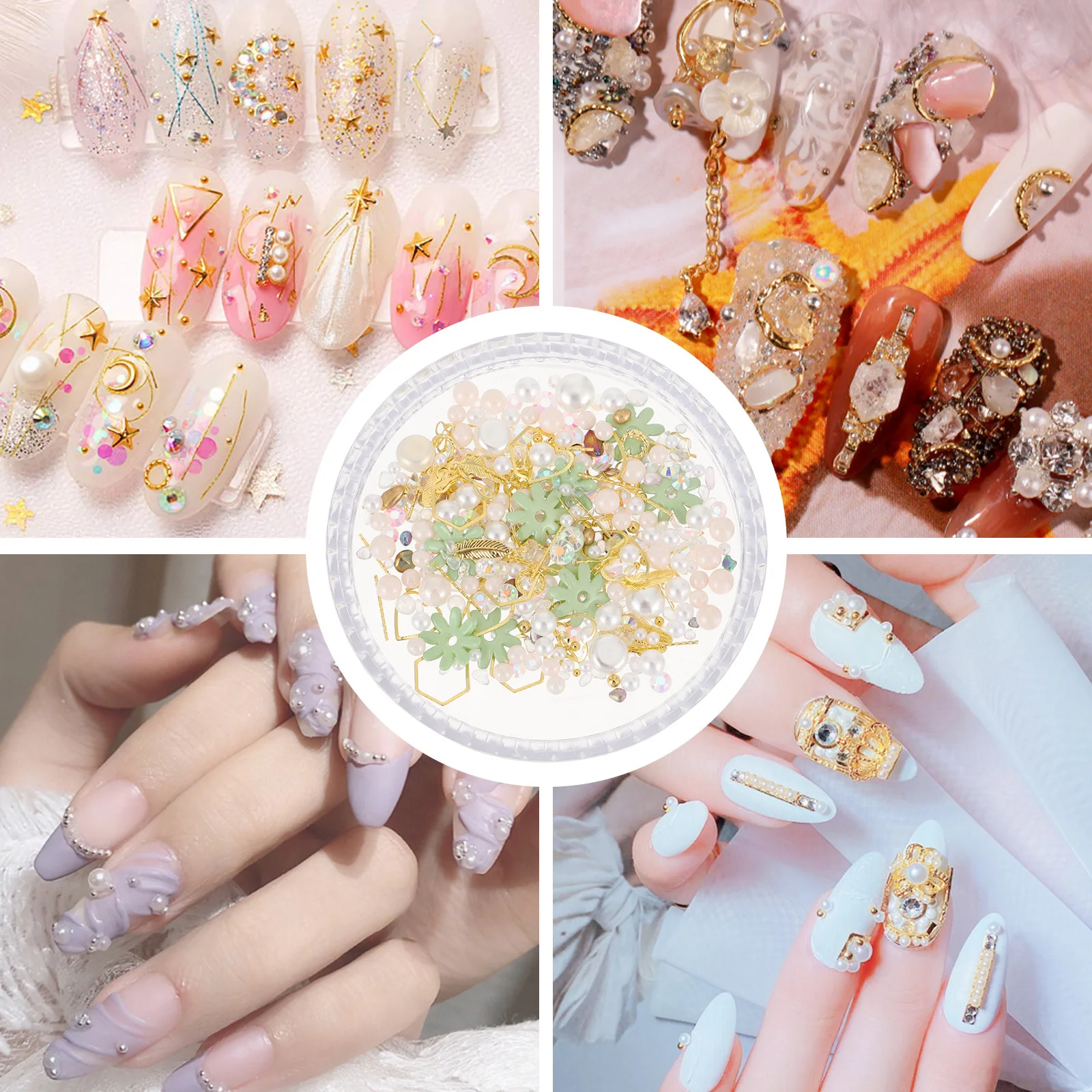 

1 Box Pearl Nail Art Decorations Glossy DIY Manicure Decor Nail Arts Accessories for Home Use Manicure Pearl Flower