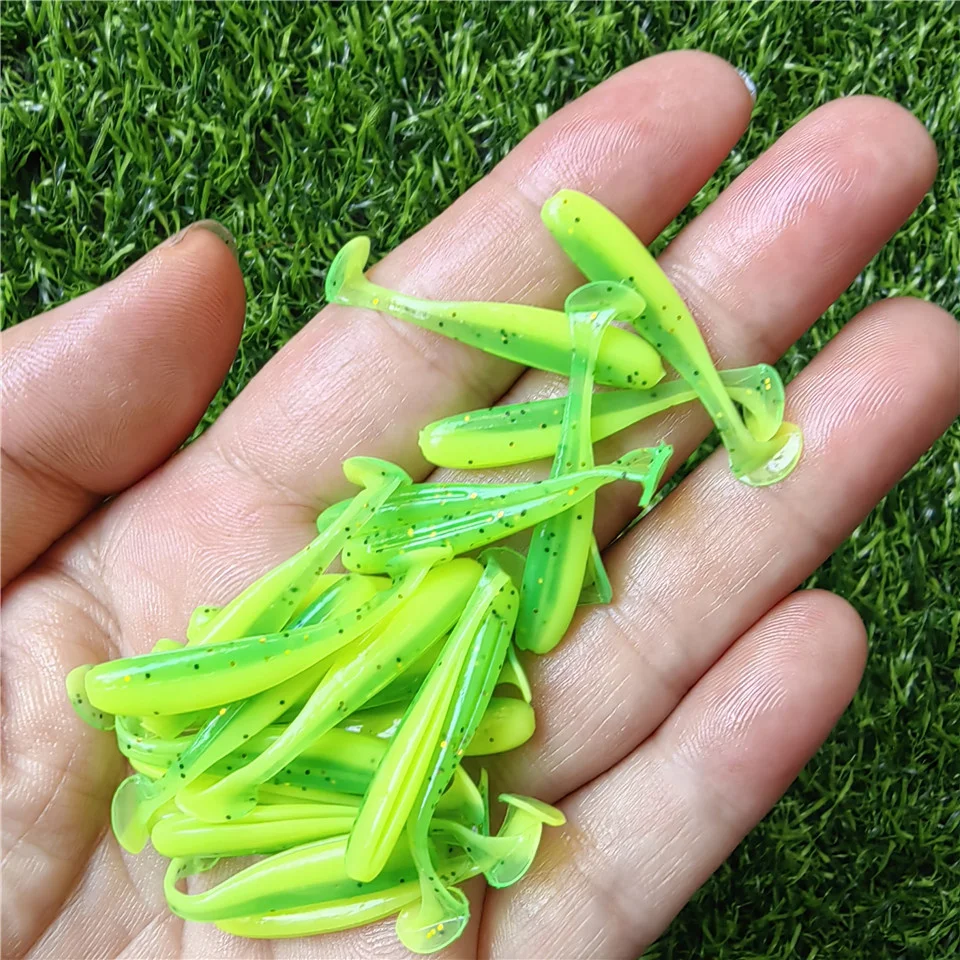 50PCS Micro Weiche Angeln Lockt 0,35g/35mm T-schwanz Wurm Köder Kleine Künstliche Köder Jig wobbler Bass Hecht Angelgerät – Detail 9
