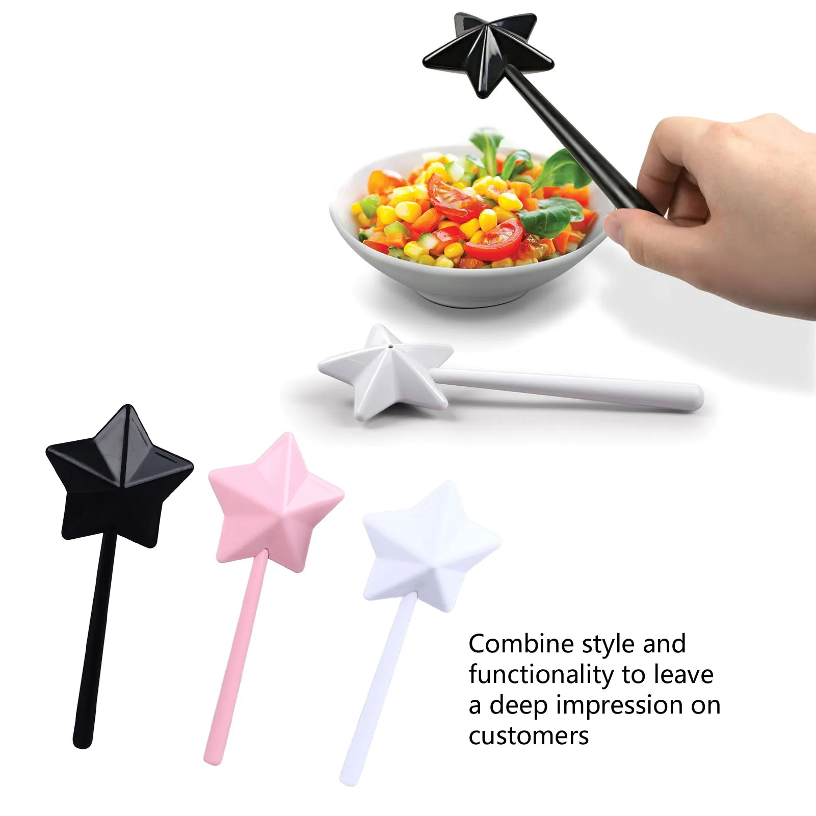 3Pcs Magical Salt Pepper Shakers Star Shaped Wand Salt Pepper Shakers Stick Refillable Seasonings Spices Dispenser