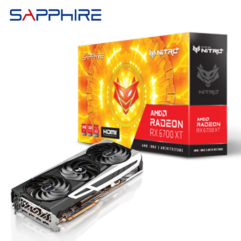 Used Sapphire RX 6700 XT Nitro + RX6700XT 6700XT Graphics Card AMD GPU Radeon RX6700 12GB Video Cards Desktop PC Computer Game