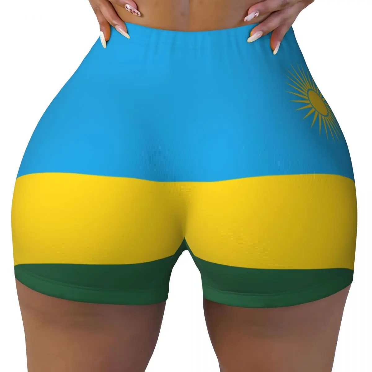 Sexy Tight Hip Sports Shorts Rwanda Flag Fitness Women's Comfortable Yoga Shorts