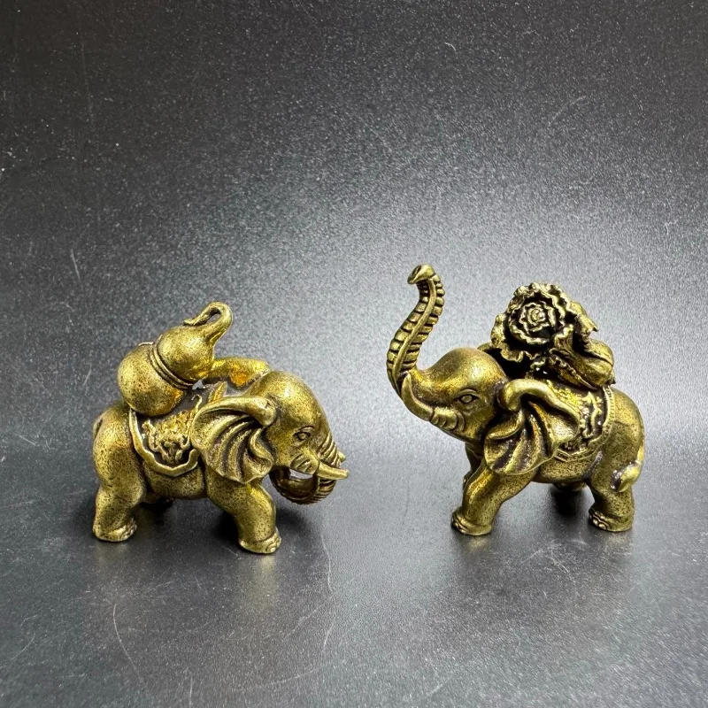 New Lucky Elephant Pair of Back Gourd Cabbage Fuxiang Copper Ornament