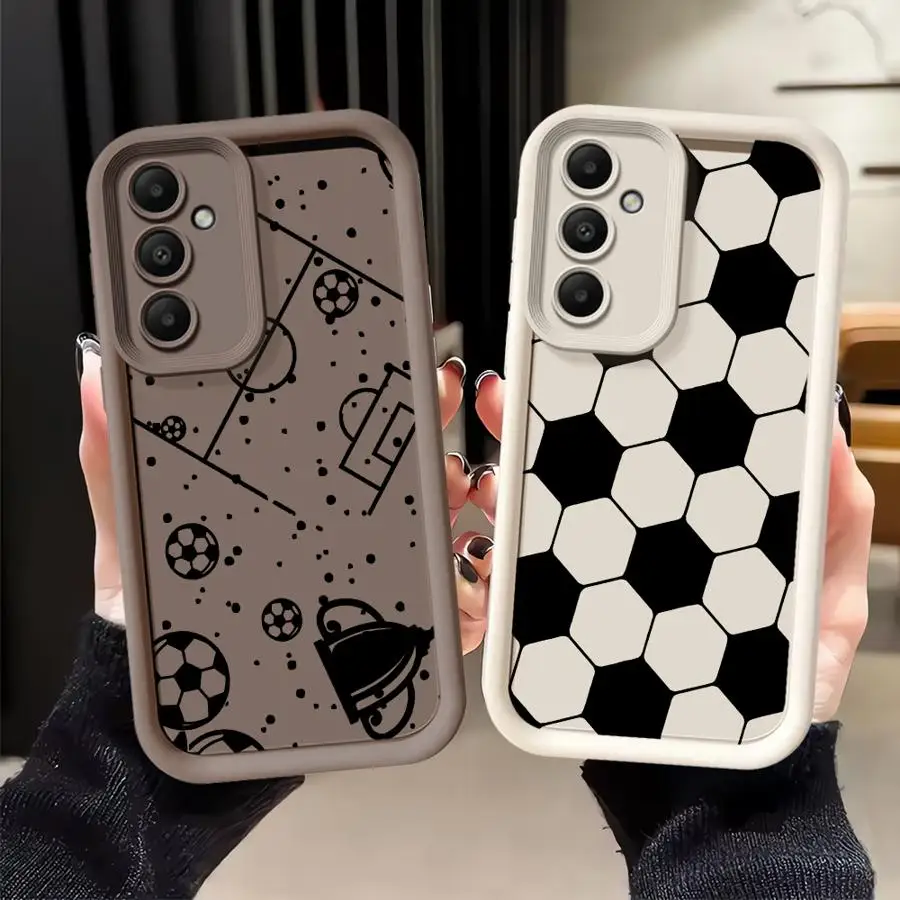 Soccer Field Ball Pattern Phone Cover Case for Samsung Galaxy A57 A21s A24 A73 A36 A56 A25 A26 A32 A22 A54 A55 A35 A52