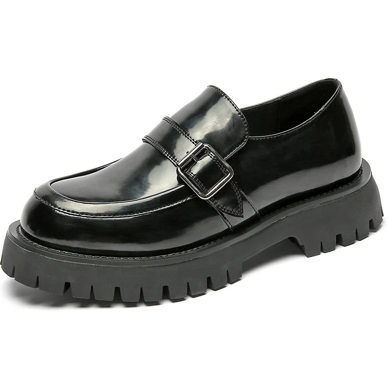 

mens fashion wedding party dress platform shoes slip-on patent leather shoe black stylish summer loafers designer footwear mans