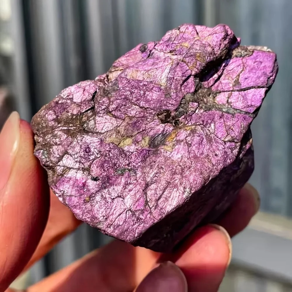 Natural Raw Stone Purple Phosphorus Iron Manganese Ore Gemstone Natural Purpurite Rough Stone Flat Feng Shui Decoration