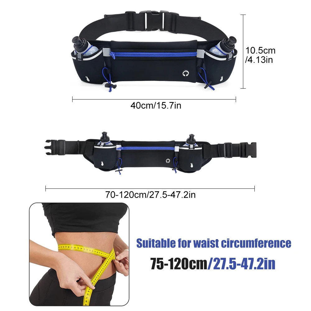 Man/Woman Marathon Trail Running Waist Pack For Phone Water Bottle Sports Fanny Pack Fitness Dual Pocket Running Belt Waist Bag