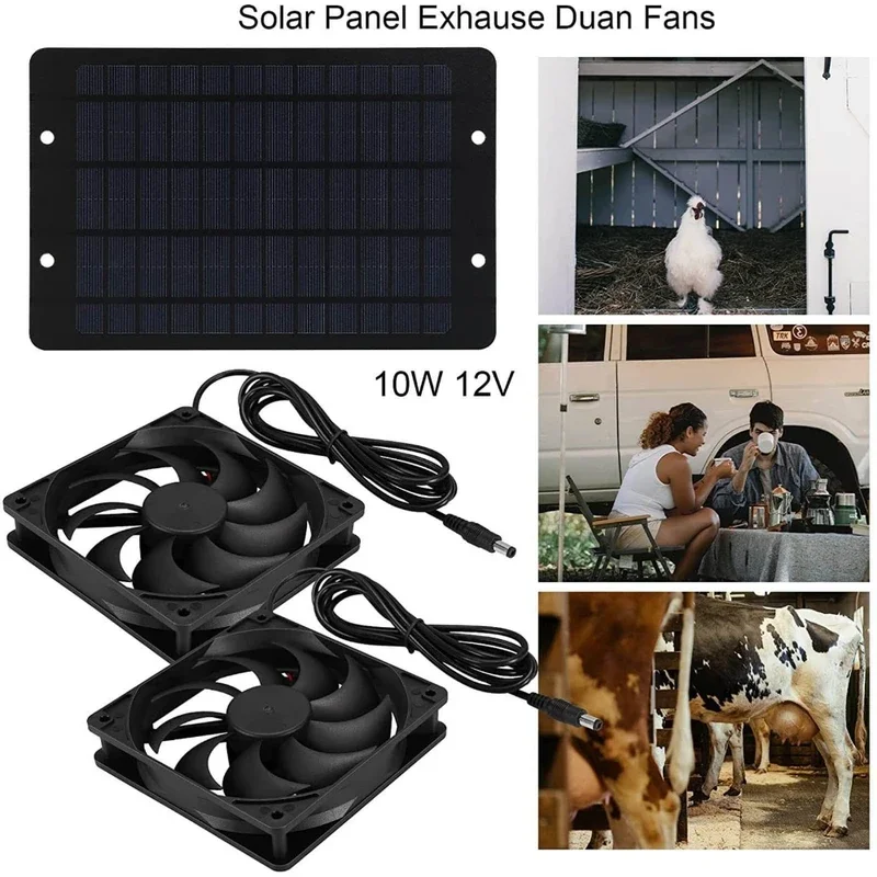 12V Solar Exhaust Fan 6 Inch Mini Fan Solar Panel Powered Fan Air Extractor for Dog Chicken House RV Greenhouse Fan