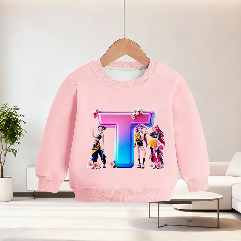 

KPop Demon Hunters Lambswool Sweatshirt A-Z Letters Thicken Thermal Animal Autumn Fleece Thickened Girl Winter Warmth Sportswear