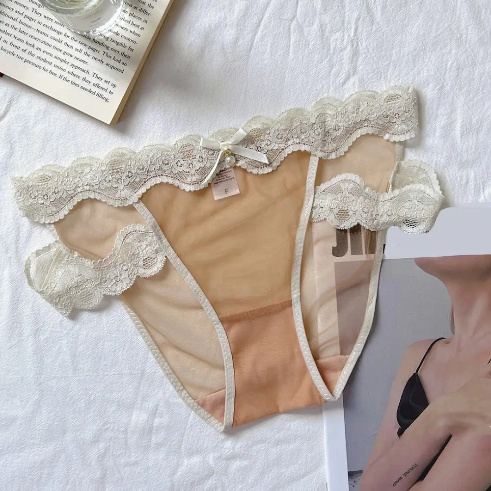 Soft Hollow Out Ladies' Underwear Low Waist Mesh Transparent Lace Panties Lingerie Sweet Triangle Briefs Ladies