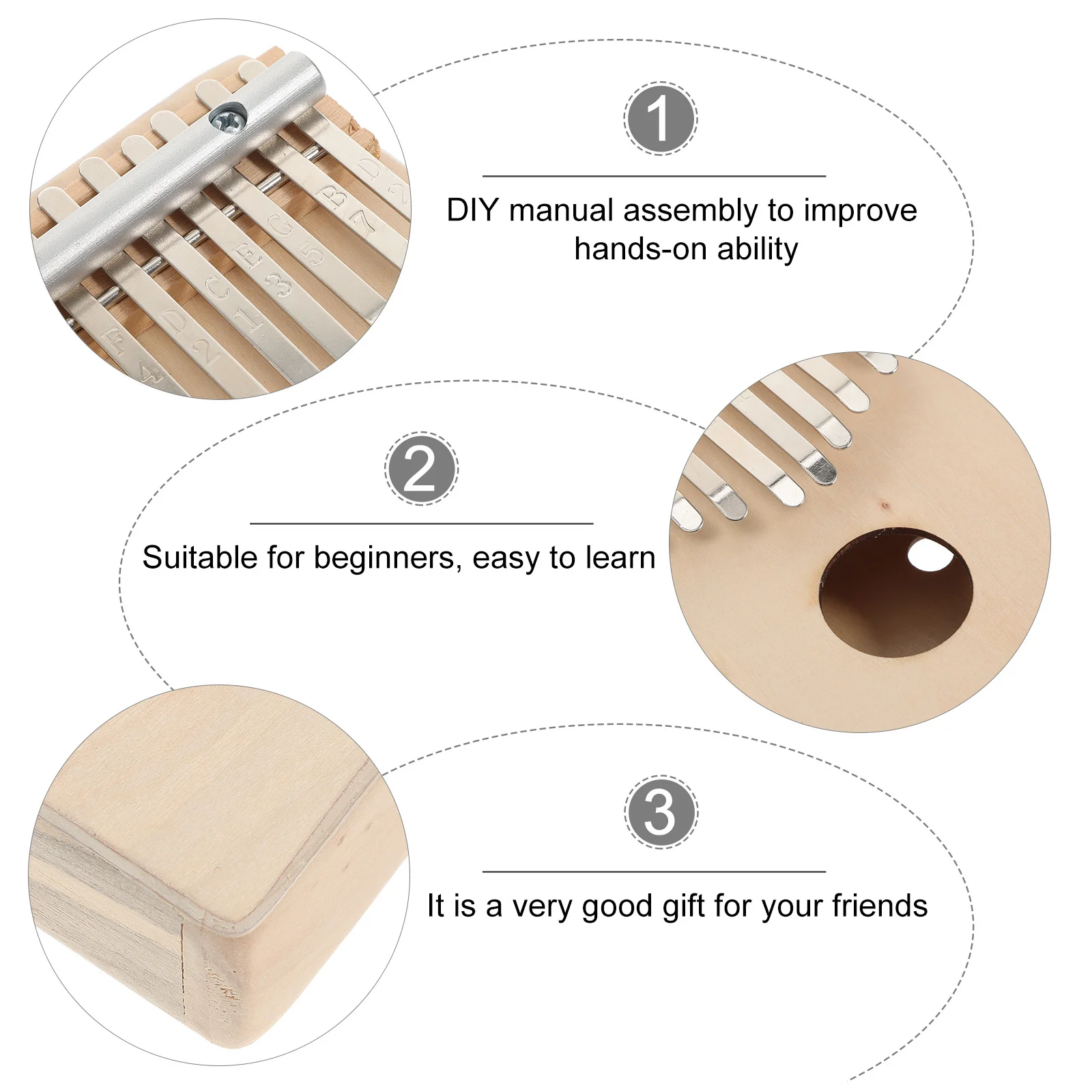 

1Set Wooden Thumb Piano Kalimba DIY Assembly Kit 10 Keys Finger Piano Replacement Bridge Saddle Beginner Music Learning