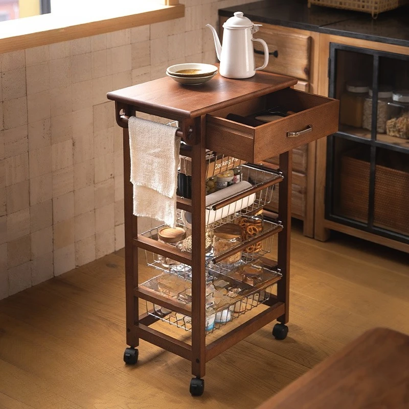

Dining car Movable multi-layer trolley Snack rack Kitchen storage rack Wrought iron storage basket
