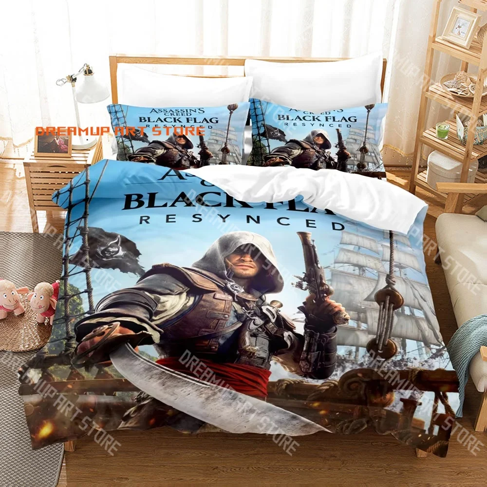 2026 3D Print A-Assassins Black Flag Creed Bedding Set Single Twin Full Queen King Size Bed Set Adult Kid Bedroom Duvetcover Set