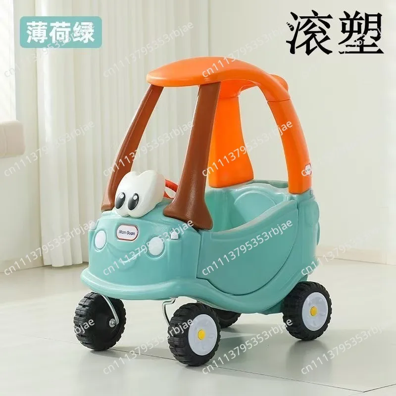 Learning Walker, 4-Wheel Princess Car, Mini Trailer Ride-On Toy, Plastic Play Toy for Kids